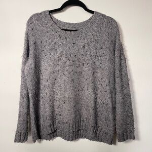 Women's Madewell Wallace Textured Soft-Stitch Heather Grey Crewneck Sweater SML